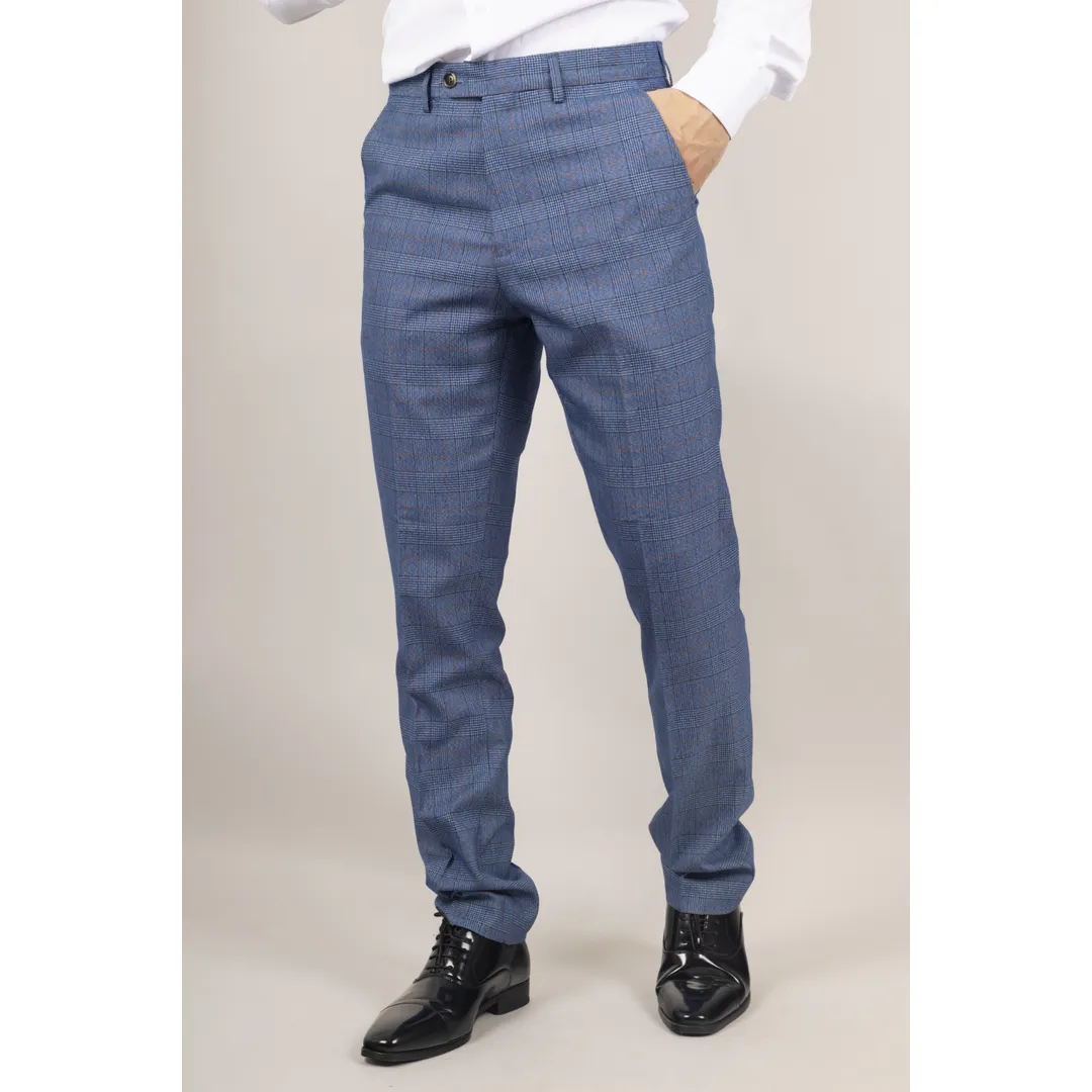 Earl – Men’s Blue Checked Trousers - Image 2