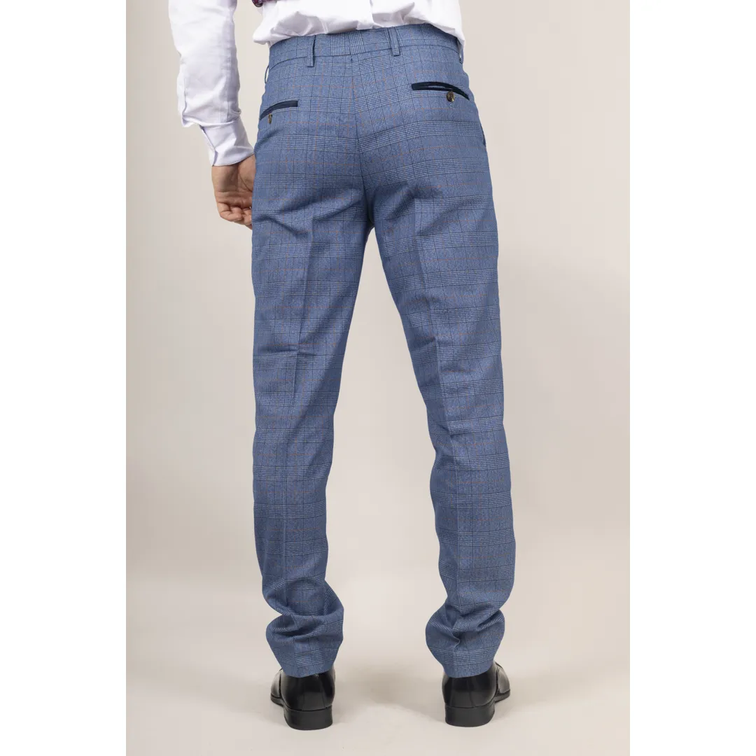 Earl – Men’s Blue Checked Trousers - Image 3
