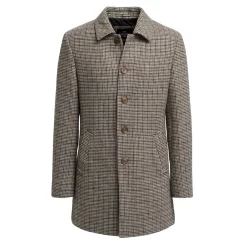Eddie – Men’s Tan Brown Wool Blend Tweed Overcoat