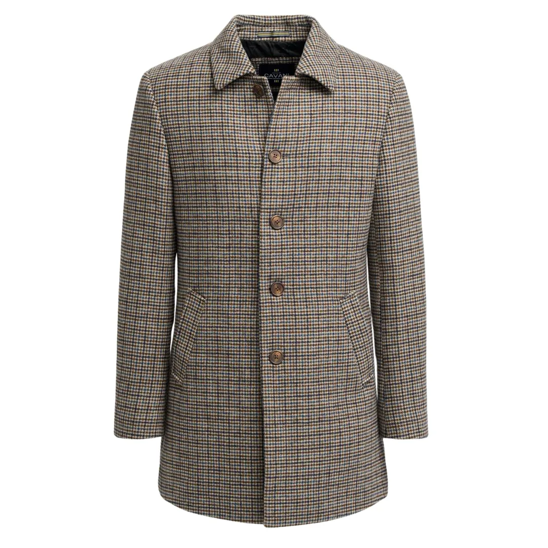 Eddie – Men’s Tan Brown Wool Blend Tweed Overcoat