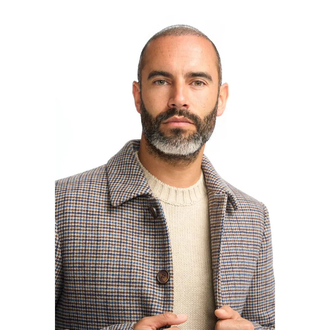 Eddie – Men’s Tan Brown Wool Blend Tweed Overcoat - Image 4