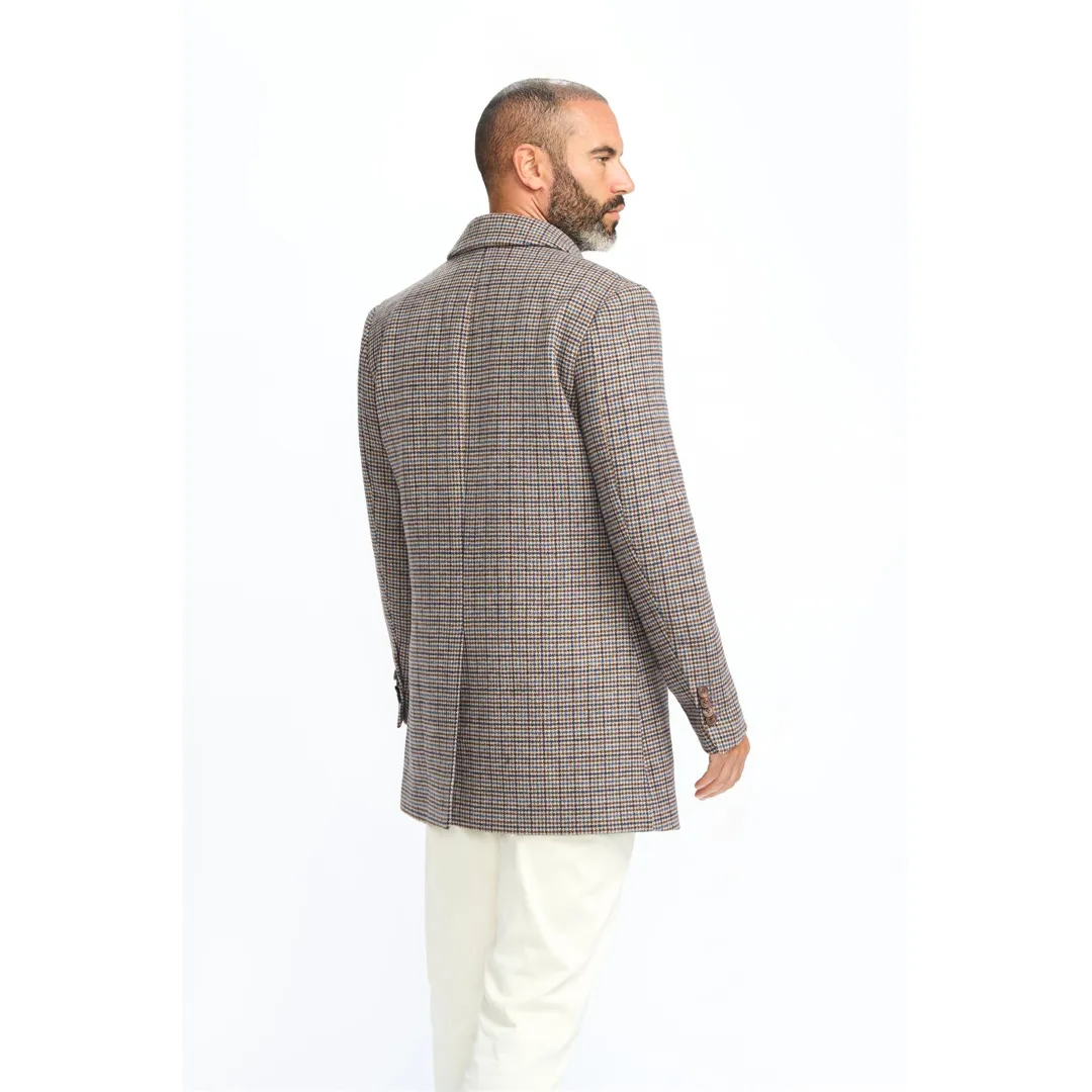 Eddie – Men’s Tan Brown Wool Blend Tweed Overcoat - Image 7