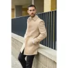 Men’s Classic Collar Wool Blend Beige Overcoat