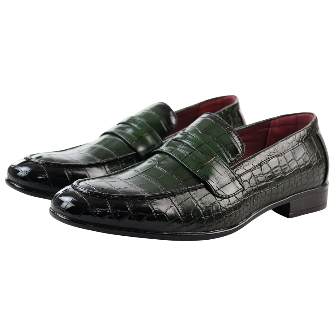 Men’s Slip On Formal Green Loafers - Image 2