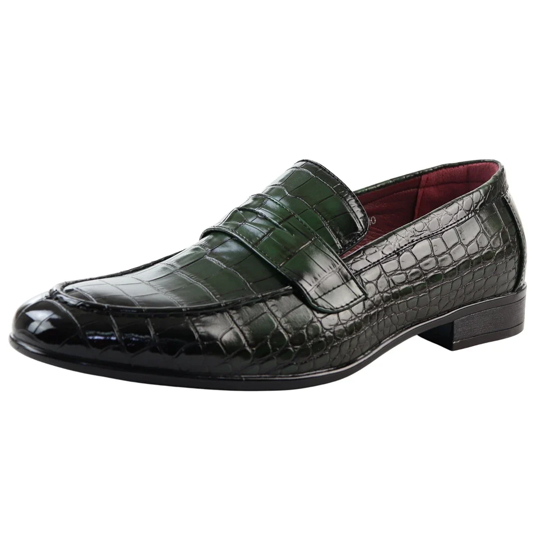 Men’s Slip On Formal Green Loafers - Image 3