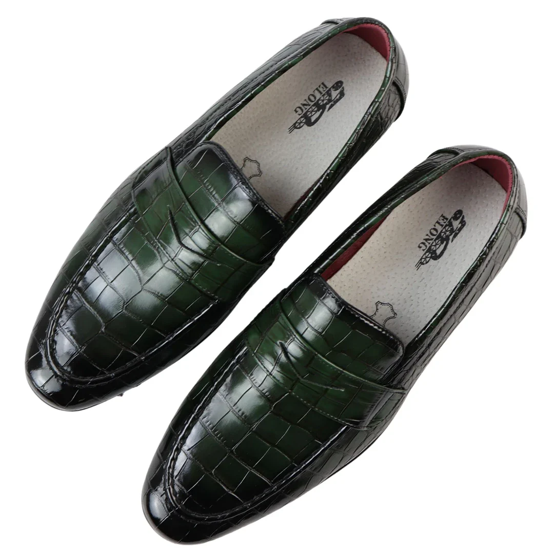 Men’s Slip On Formal Green Loafers - Image 4