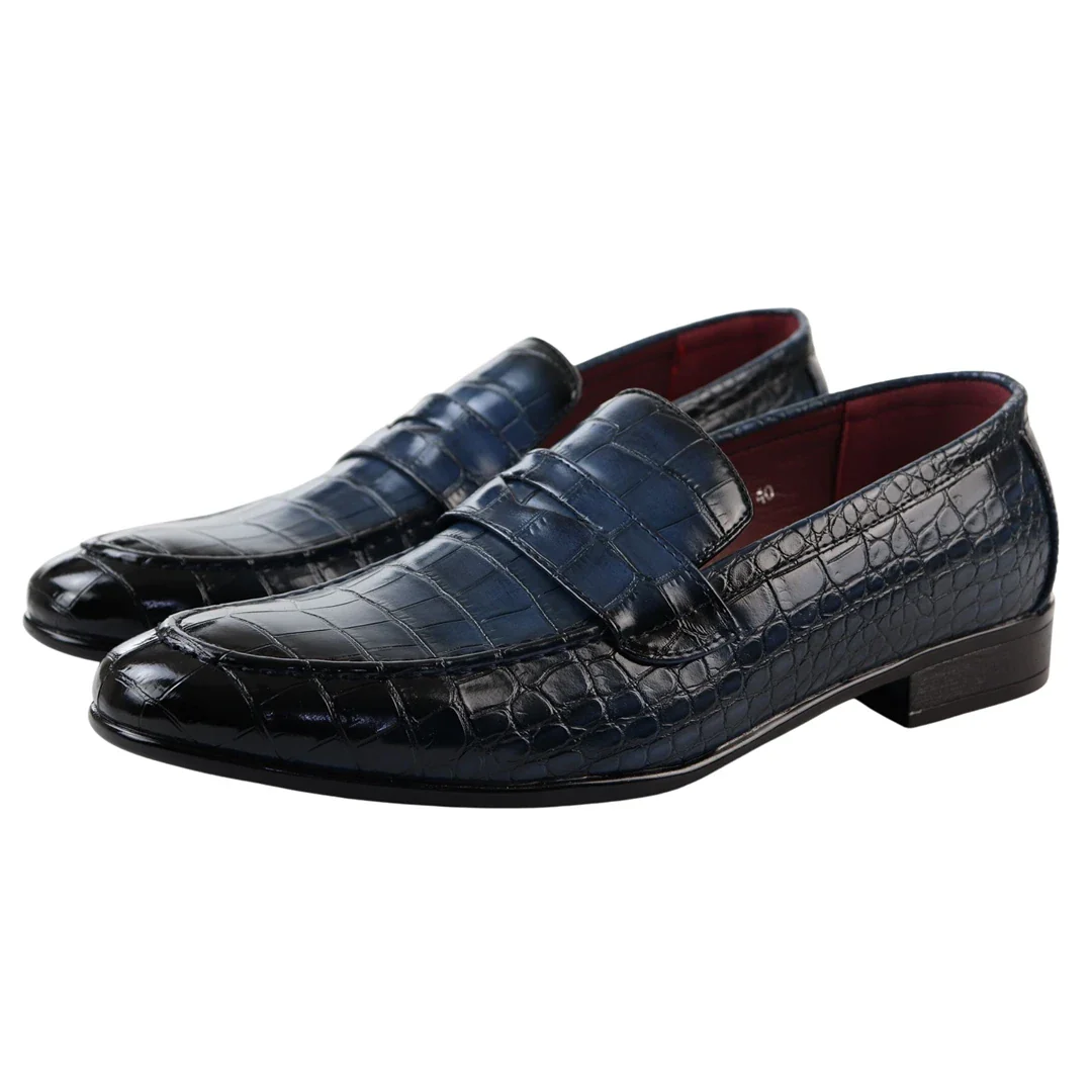 Men’s Slip On Formal Navy Loafers - Image 2