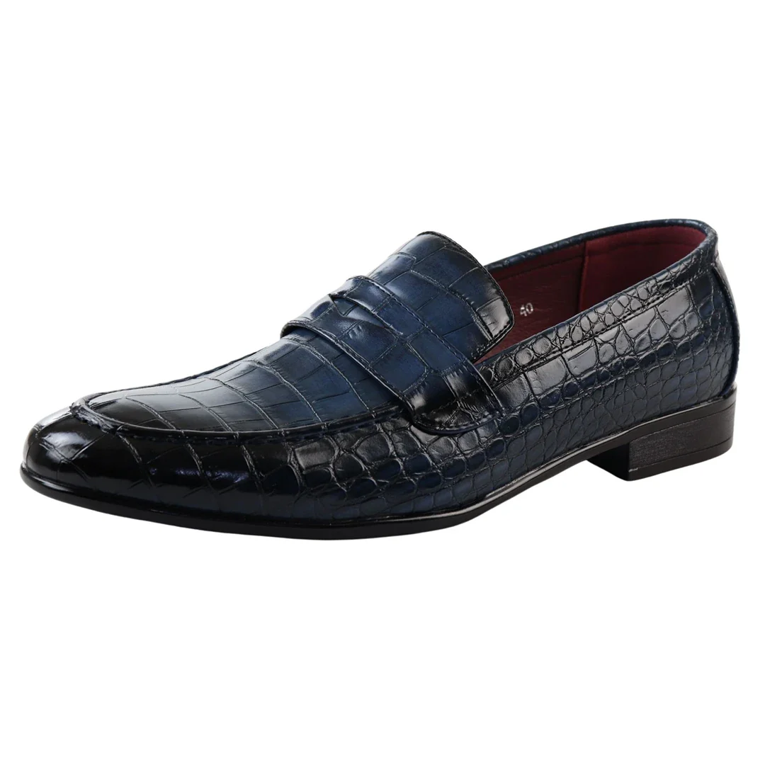 Men’s Slip On Formal Navy Loafers - Image 3