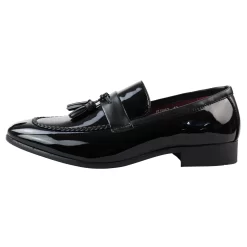 Men’s Patent Tassel Slip On Black Loafers