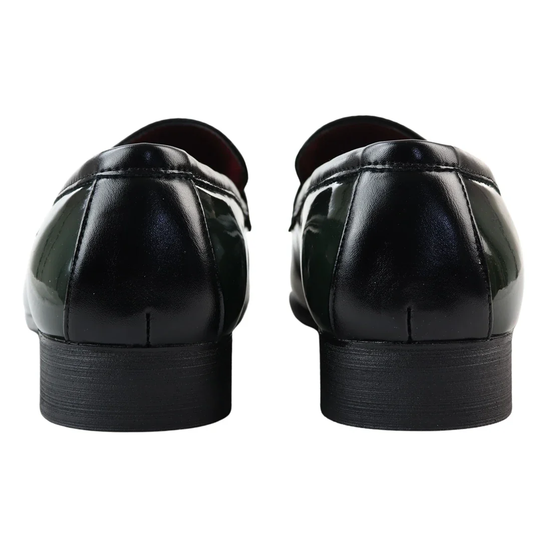 Men’s Patent Tassel Slip On Green Loafers - Image 5