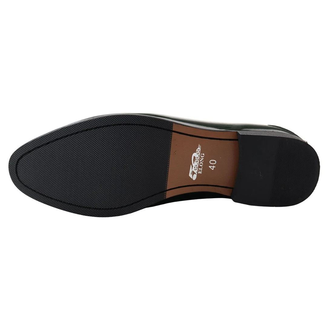 Men’s Patent Tassel Slip On Green Loafers - Image 6