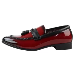 Men’s Patent Tassel Slip On Red Loafers