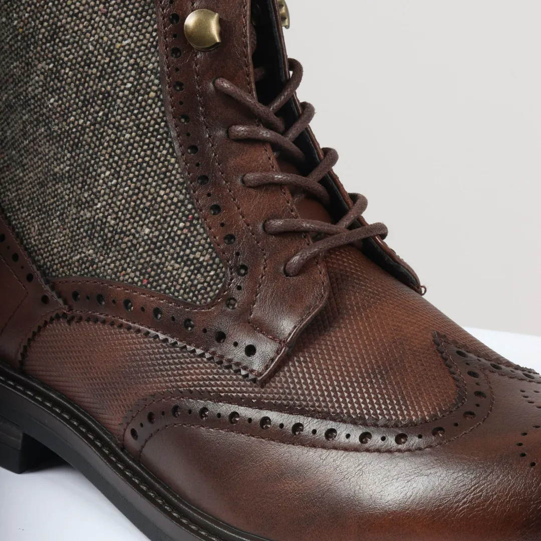 Men’s Lace Up Brogue Brown Ankle Boots - Image 4