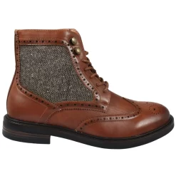 Men’s Lace Up Brogue Tan Brown Ankle Boots