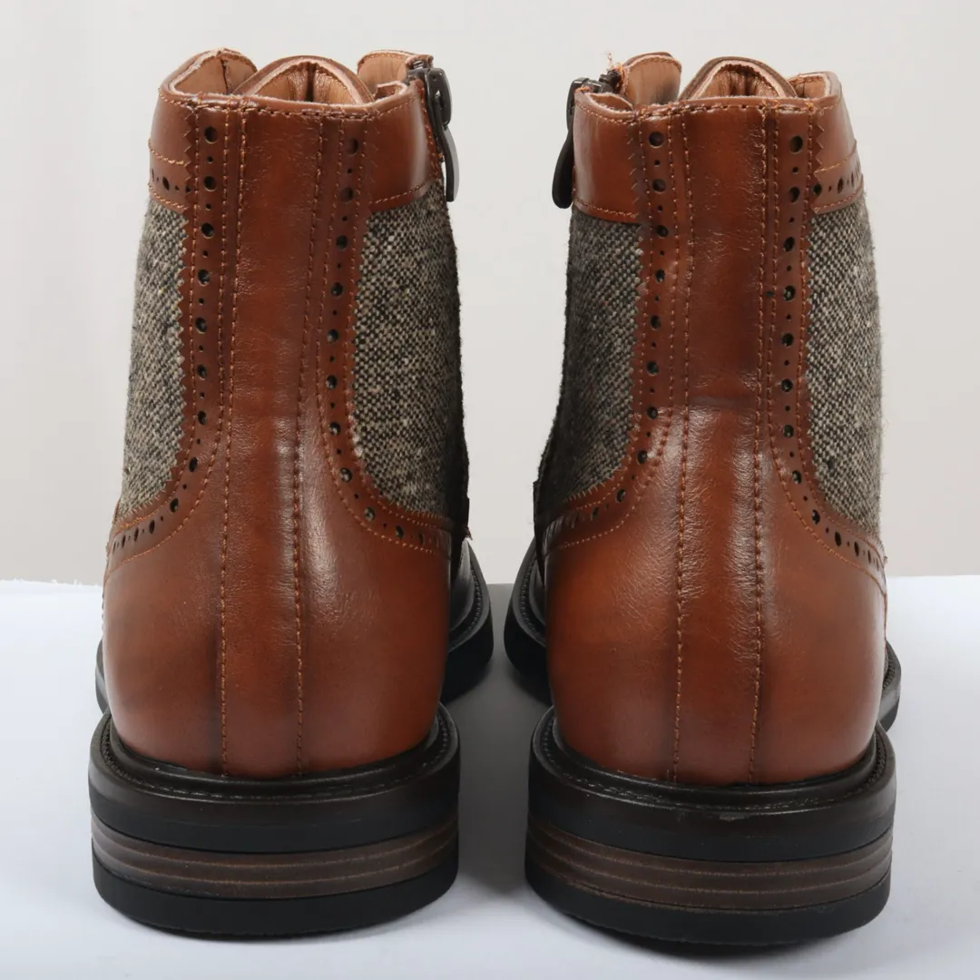 Men’s Lace Up Brogue Tan Brown Ankle Boots - Image 5