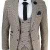 Mens Beige Navy Check Suit