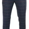 Mens Navy Blue Wine Trousers Check Herringbone Tweed Vintage New Marc Darcy