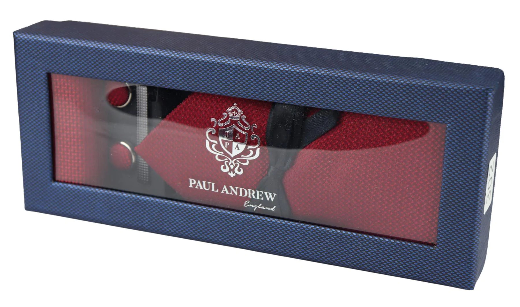 Satin Silk Textured Red Tie Gift Set Pocket Square Cuff Links Tie Matt Satin - Image 3