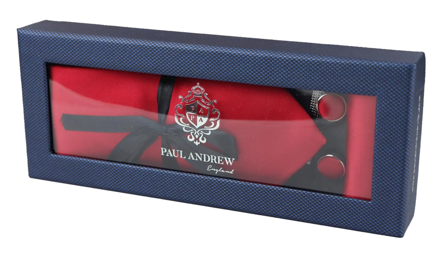 Satin Silk Red Tie Gift Set Pocket Square Cuff Links Tie Shiny Satin - Image 2