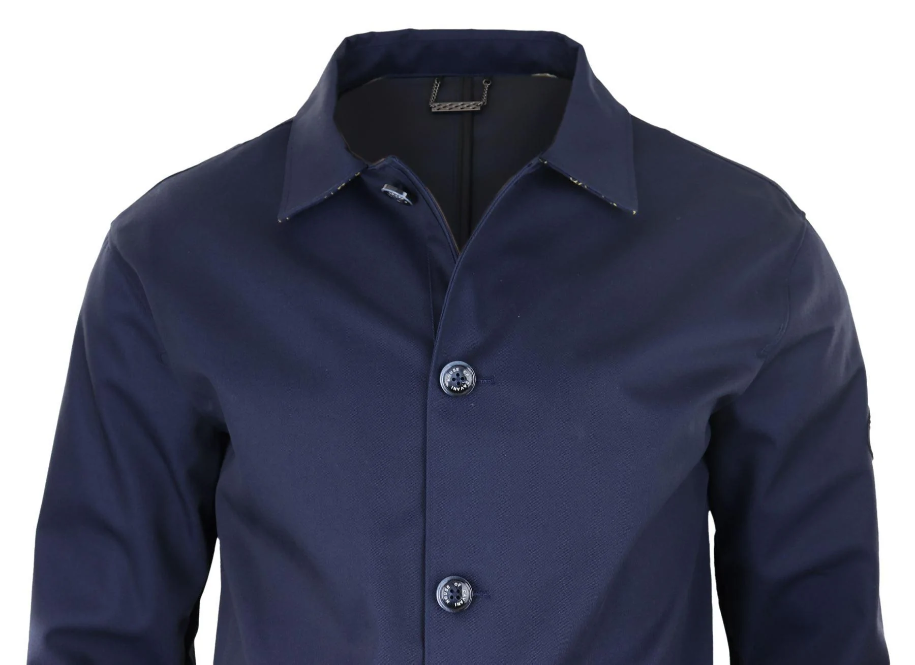 Mens Mid Length Overcoat Jacket Light Weight Smart Casual Navy Mac - Image 4