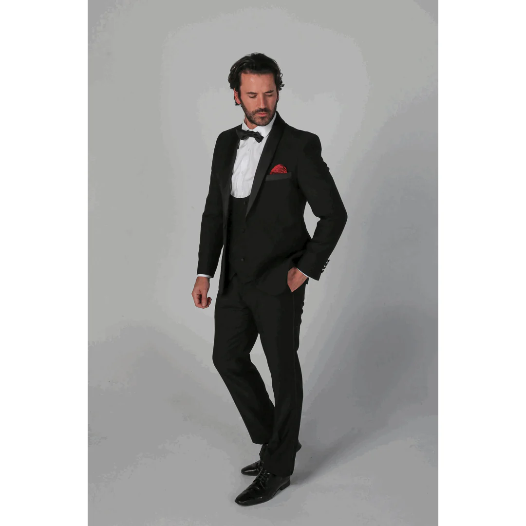 Ford Men’s Black 3-Piece Classic Tuxedo Suit With Satin Lapels - Image 2