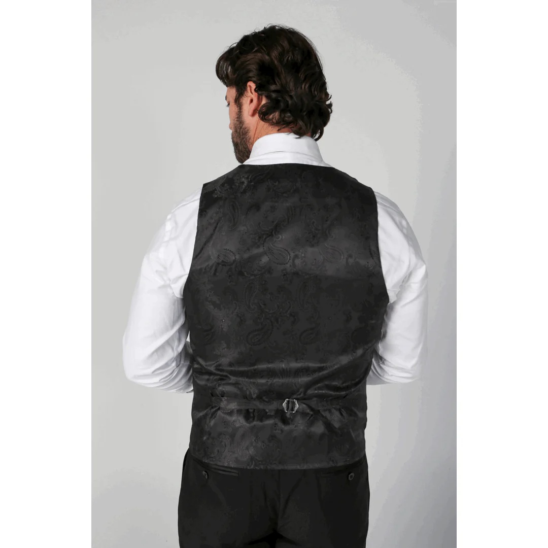 Ford – Men’s Black Double Breasted Waistcoat - Image 2