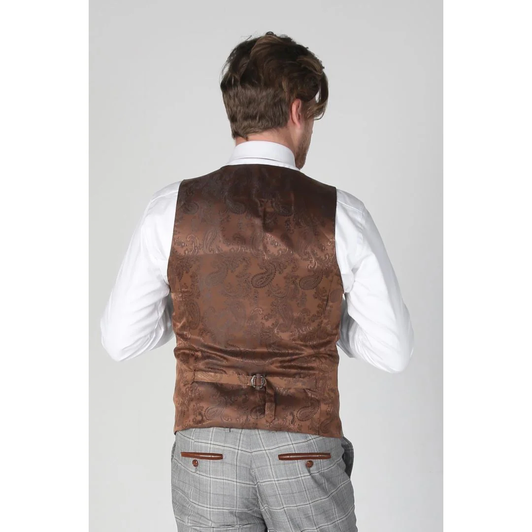 Francis – Men’s Grey Check Waistcoat - Image 2