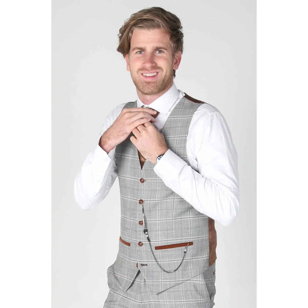 Francis – Men’s Grey Check Waistcoat - Image 3