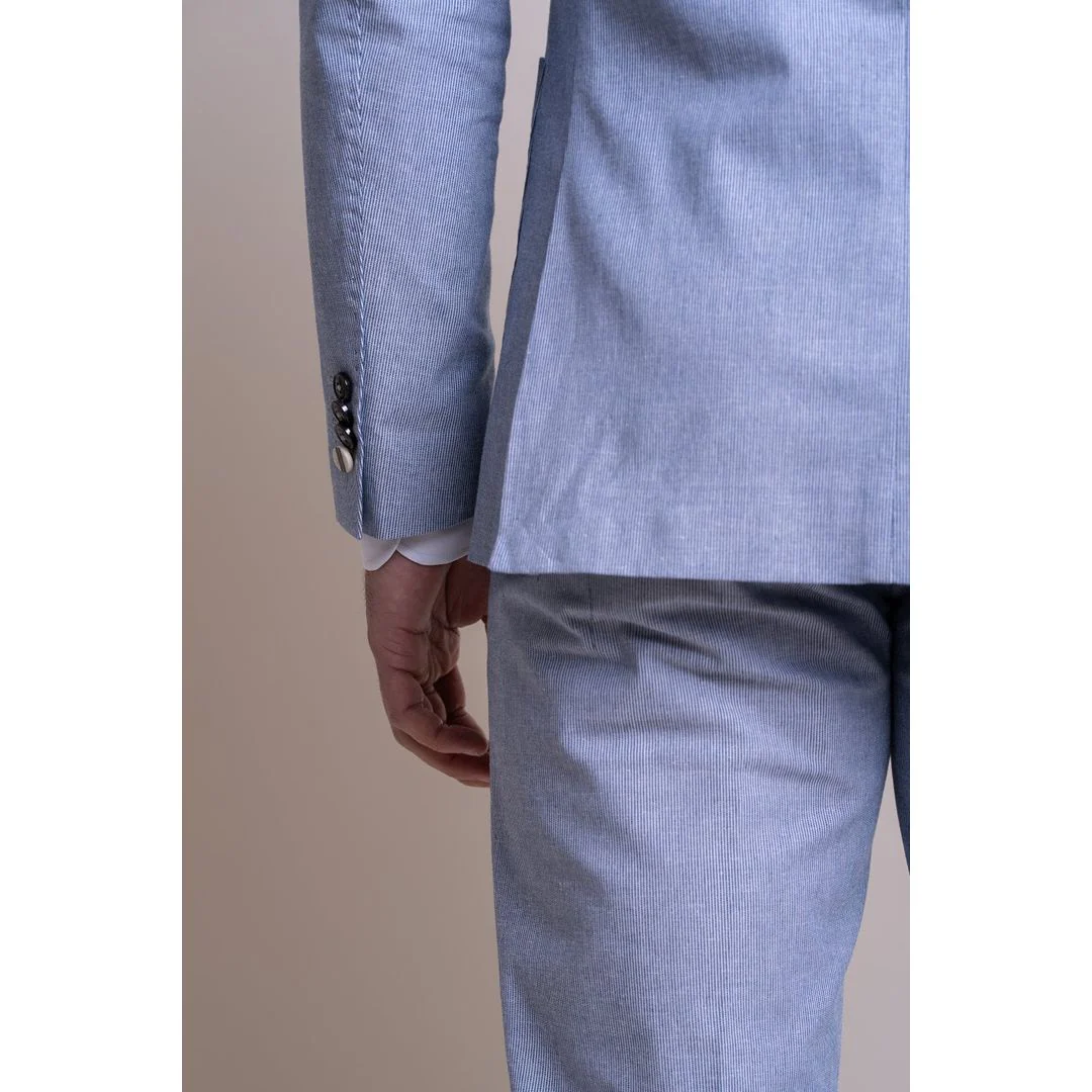 Fredrik – Men’s Blue Summer 2 Piece Wedding Suit - Image 3