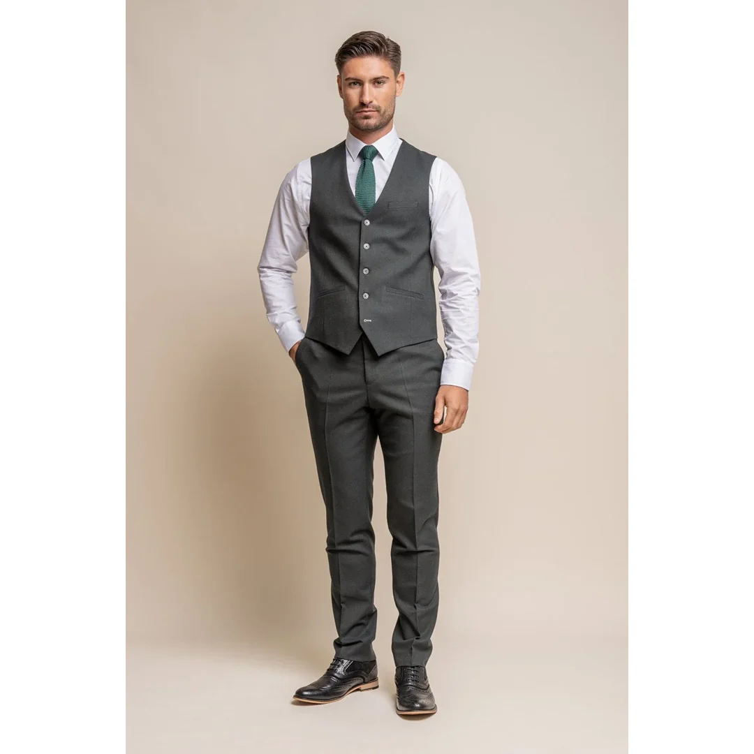 Furious – Men’s Dark Olive Formal Waistcoat - Image 2