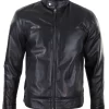 Black Real Leather Mens Biker Jacket