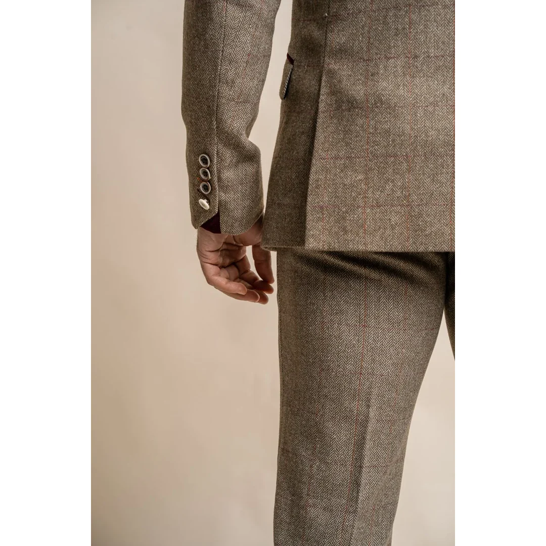 Gaston – Men’s Tweed Olive Check Blazer - Image 2