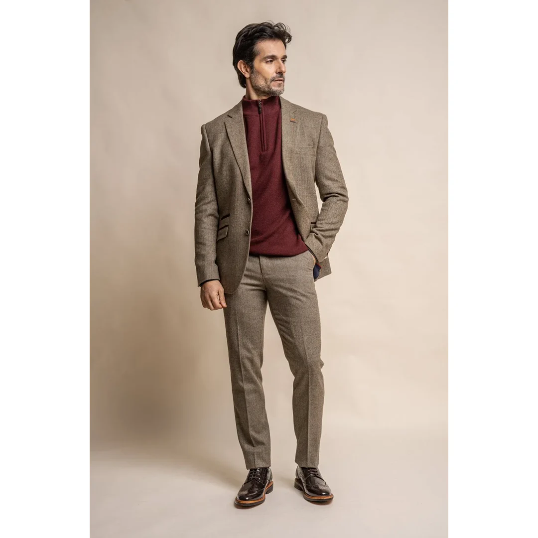 Gaston – Men’s Tweed Olive Check Blazer - Image 3