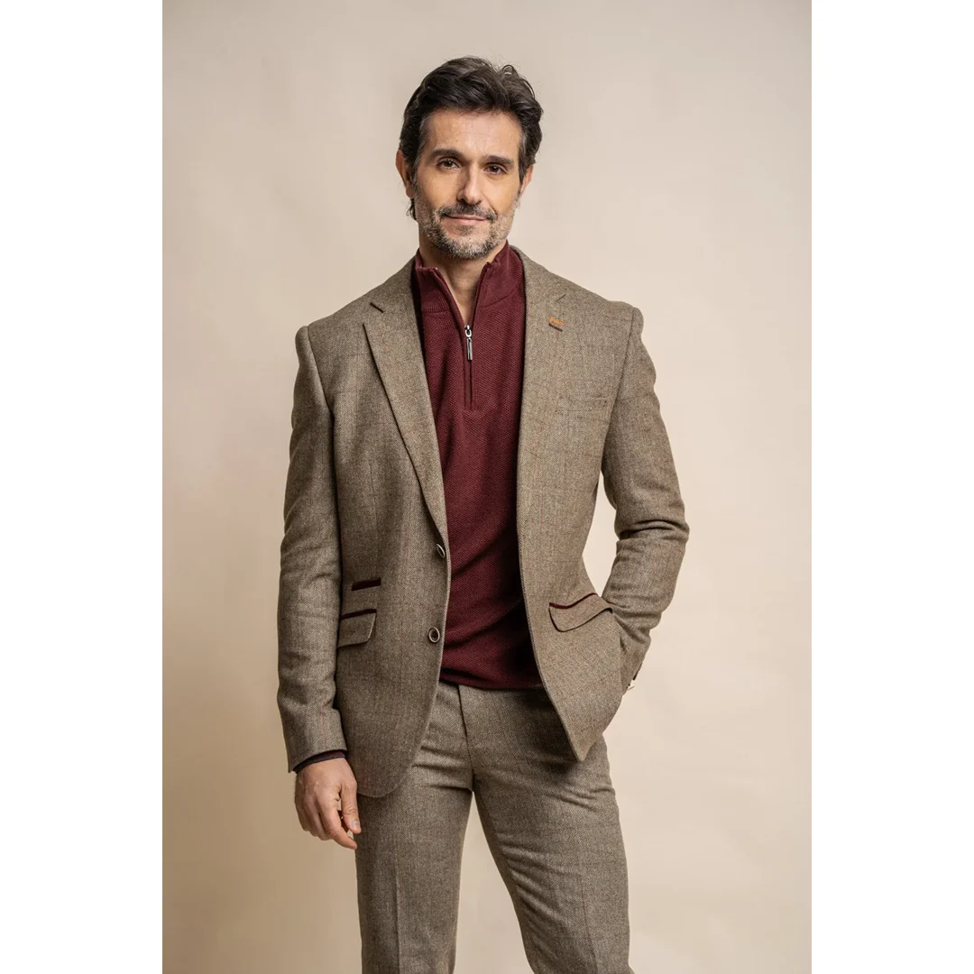 Gaston – Men’s Tweed Olive Check Blazer