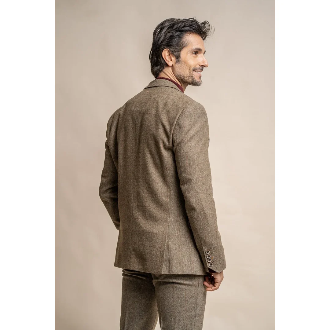 Gaston – Men’s Tweed Olive Check Blazer - Image 4