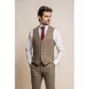 Gaston – Men’s Tweed Olive Check Waistcoat
