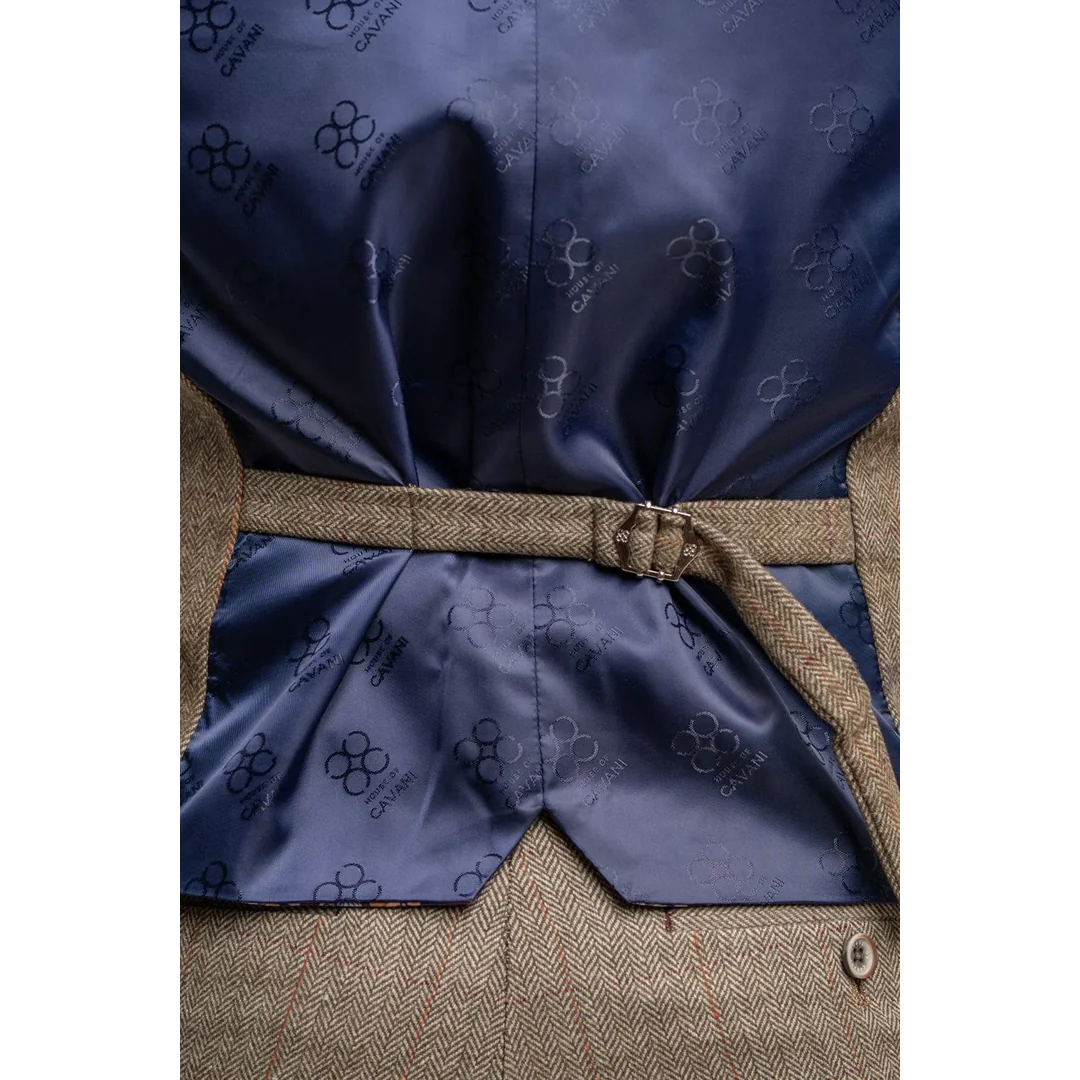 Gaston – Men’s Tweed Olive Check Waistcoat - Image 4