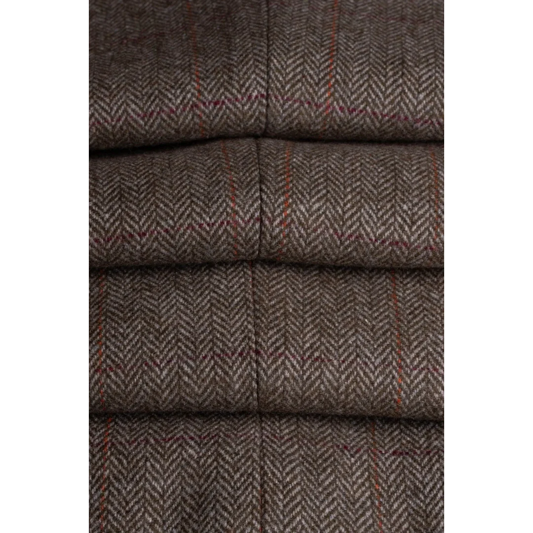 Gaston – Men’s Tweed Olive Check Waistcoat - Image 5