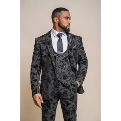 Georgi – Men’s Black Floral Blazer