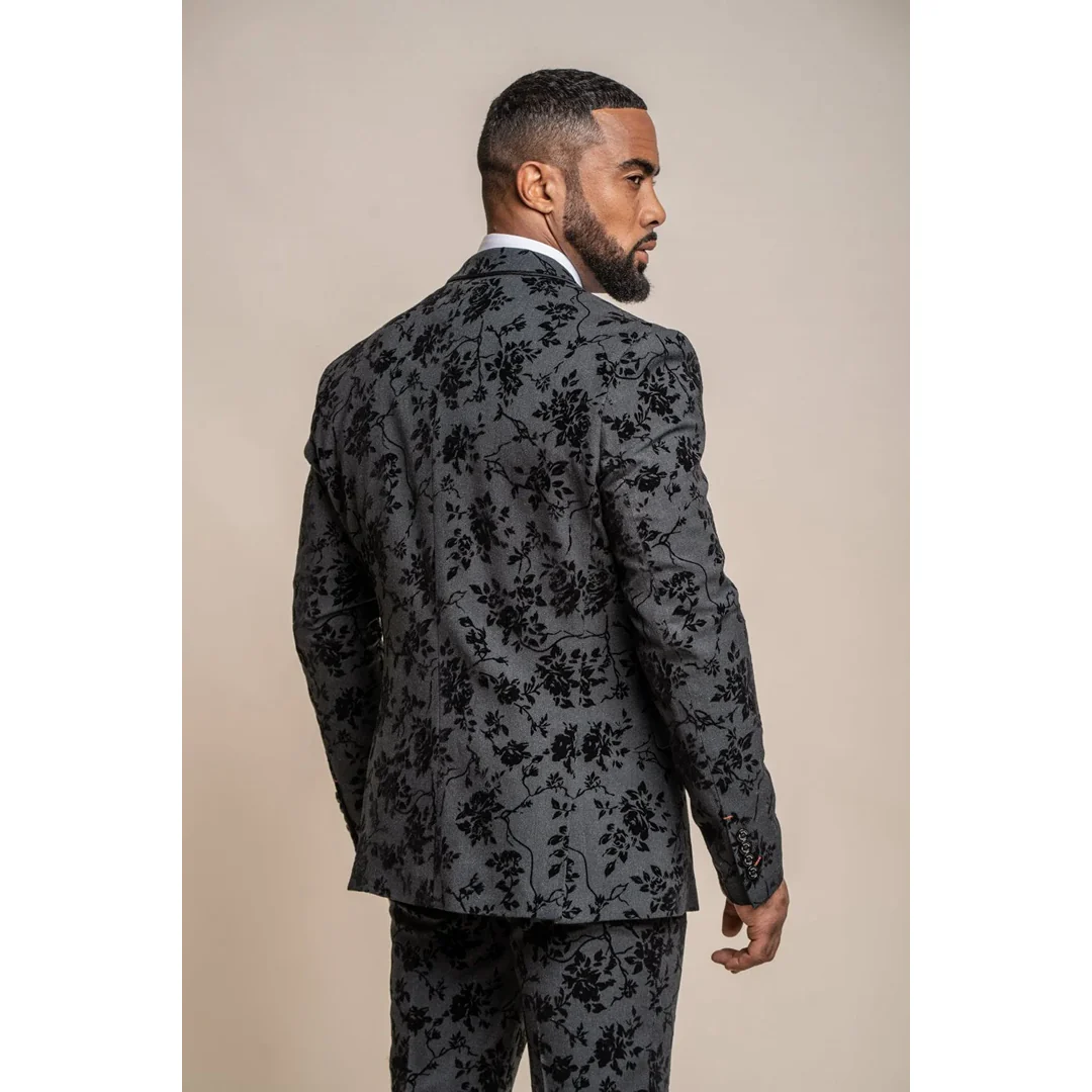 Georgi – Men’s Black Floral Blazer - Image 2