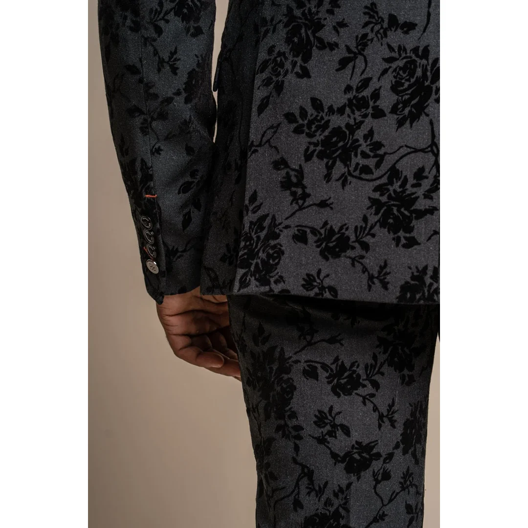 Georgi – Men’s Black Floral Blazer - Image 3