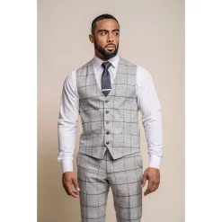 Ghost – Men’s Grey Tweed Checked Waistcoat
