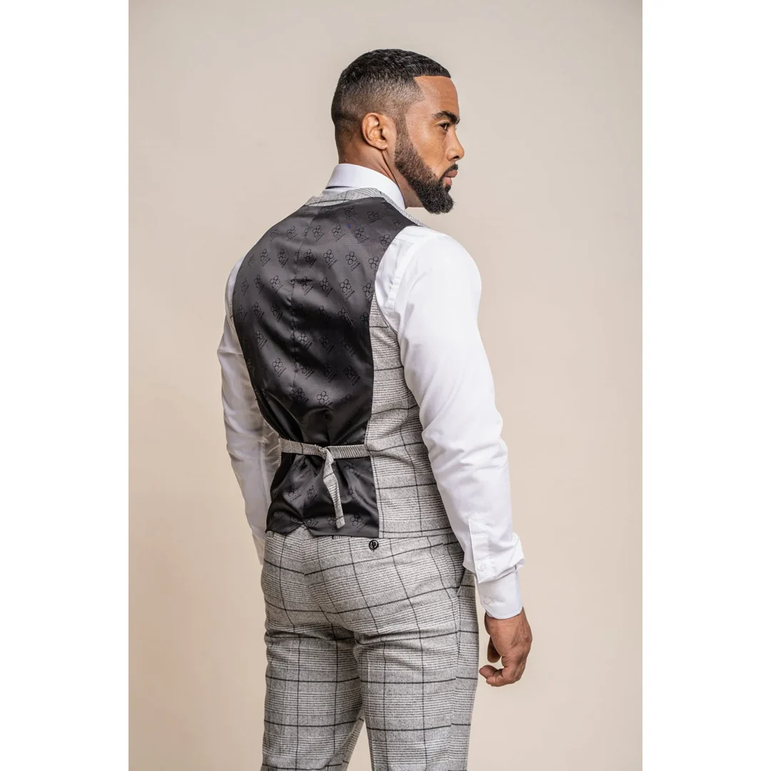 Ghost – Men’s Grey Tweed Checked Waistcoat - Image 2