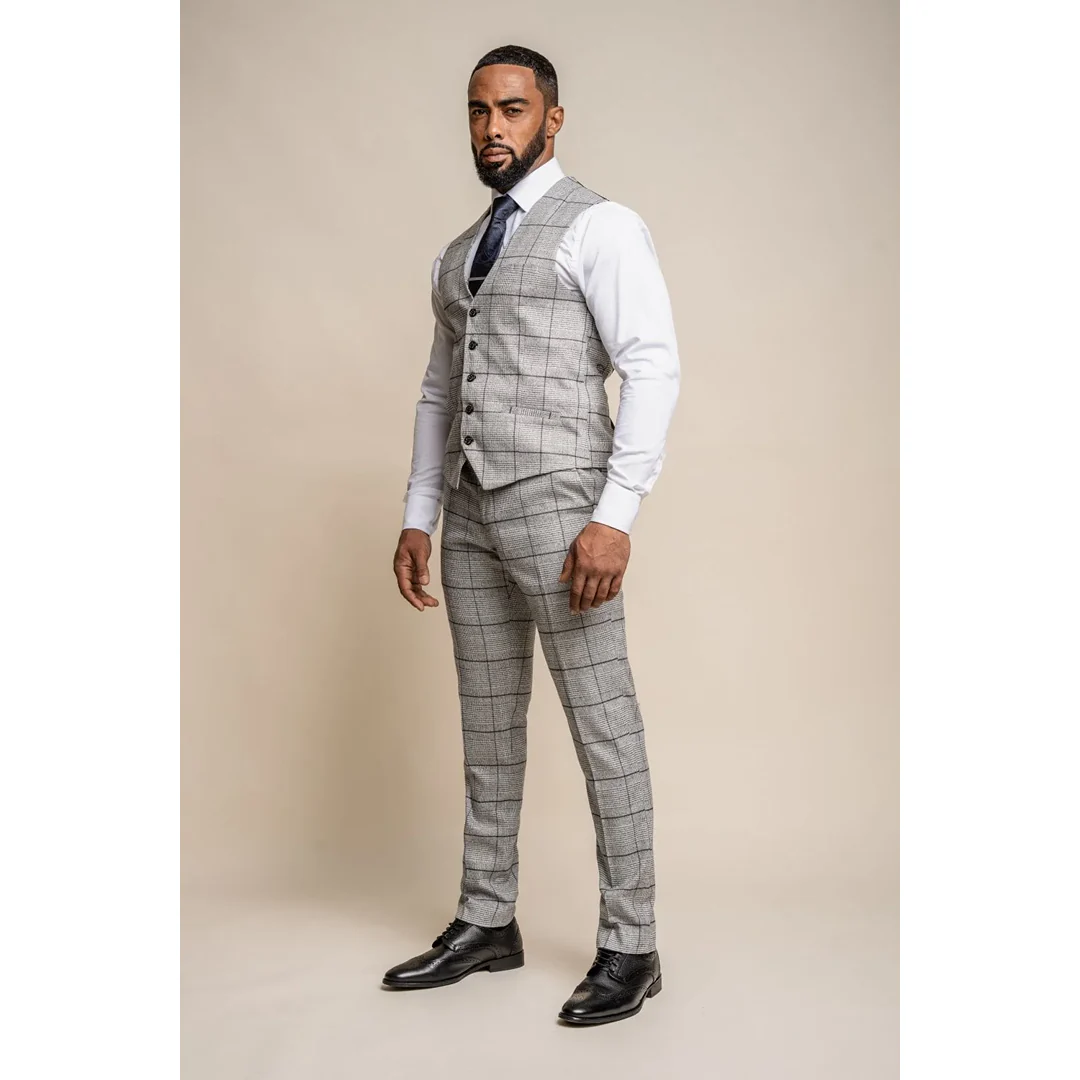 Ghost – Men’s Grey Tweed Checked Waistcoat - Image 4