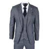 Gisborne Men’s 3-Piece Navy Checked Suit With Mustard Accents