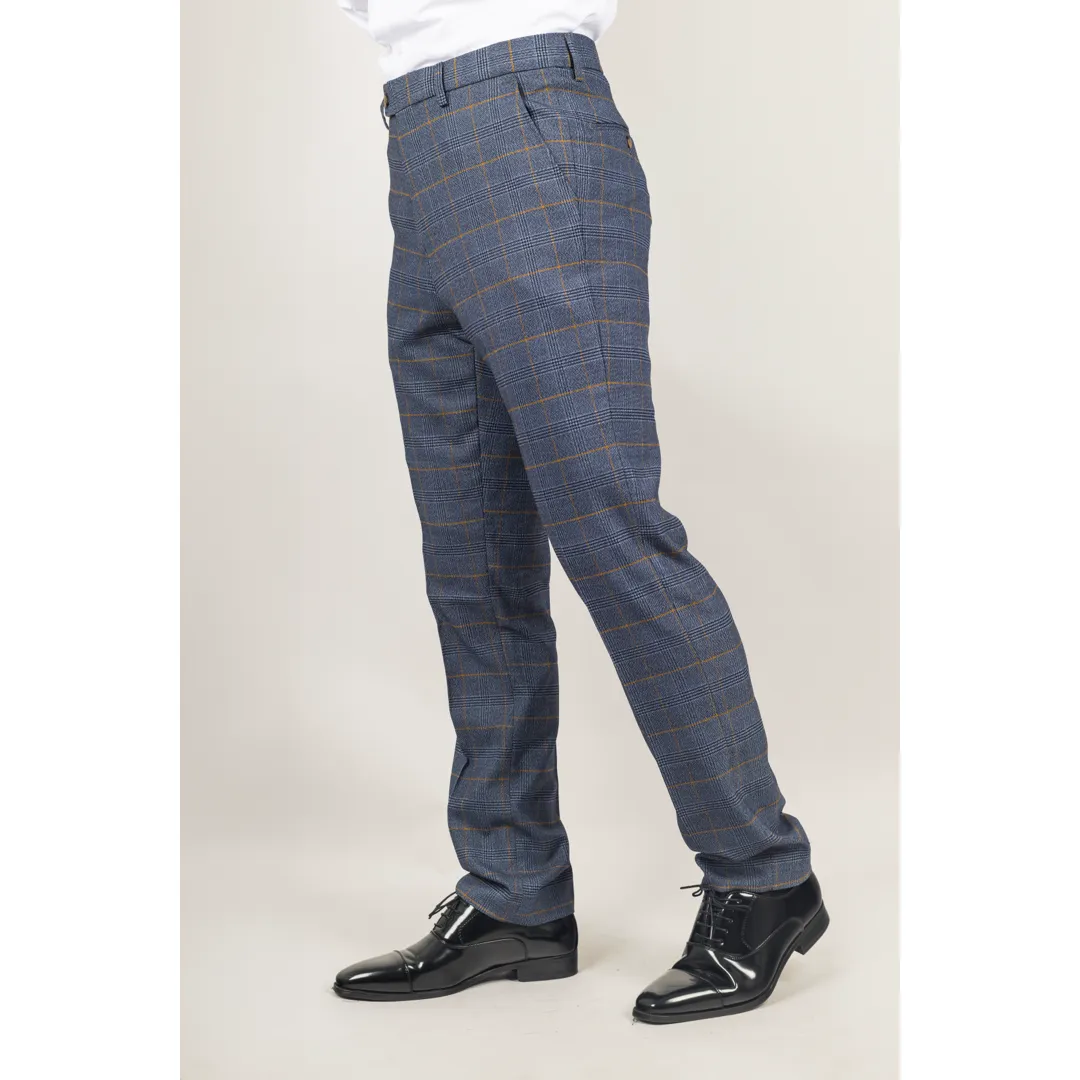 Gisborne – Men’s Navy Checked Trousers - Image 2