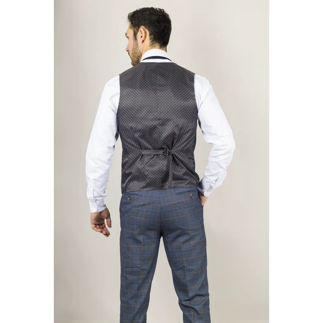 Gisborne – Men’s Navy Checked Waistcoat - Image 3