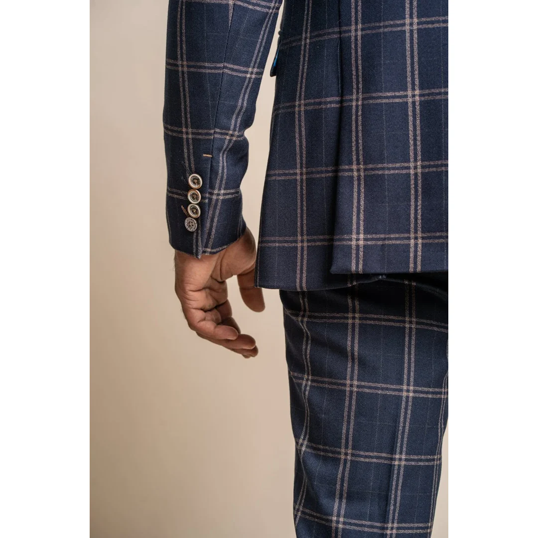 Hardy – Men’s Men’s Blue Tan Check Blazer - Image 3