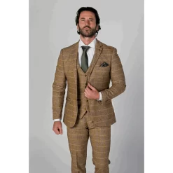 Harris Men’s Brown 3-Piece Tweed Suit With Classic Vintage Style