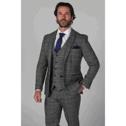 Harris Men’s Grey 3-Piece Tweed Suit With Classic Vintage Charm
